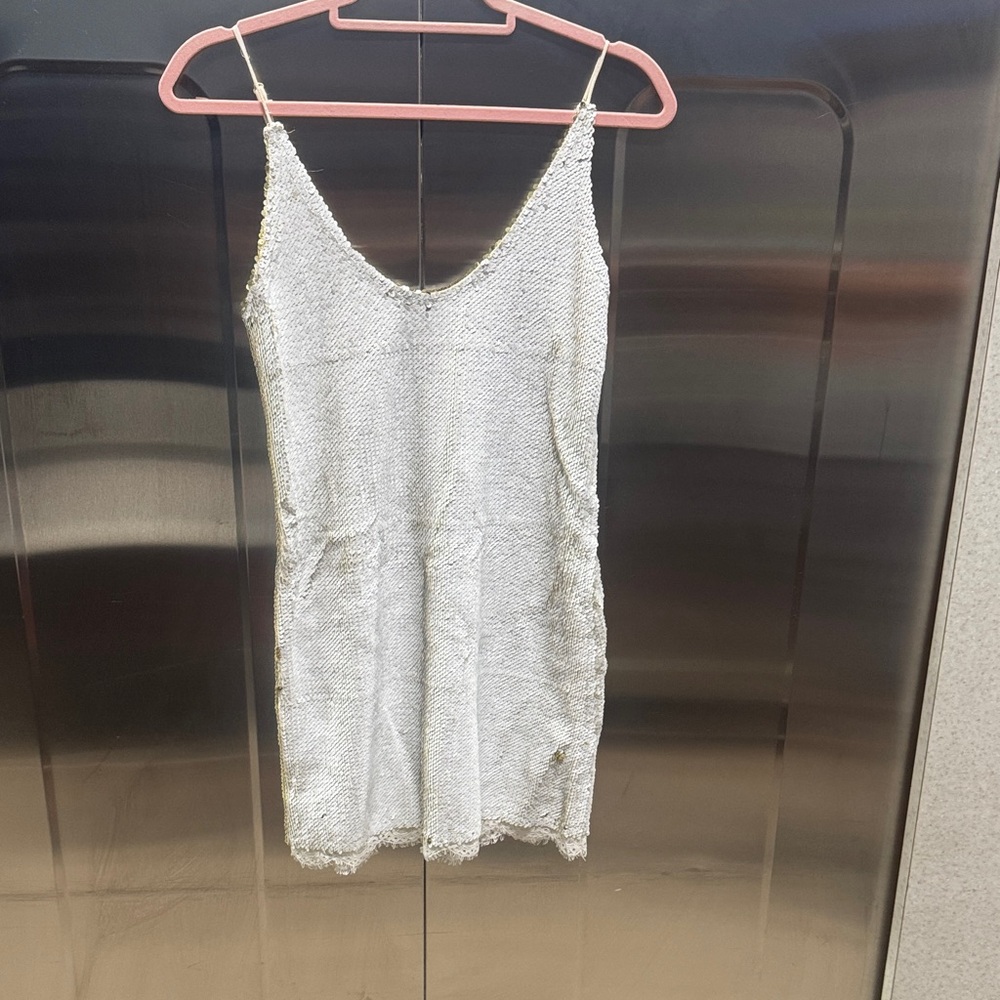 Silver Sequin Mini Dress